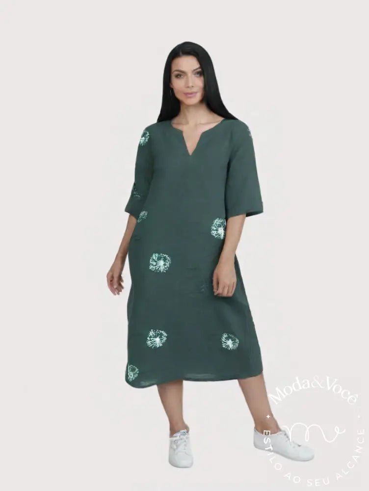 Vestido De Linho Marcela Vestuário Feminino