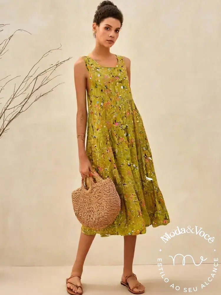 Vestido Floral Angelina Amarelo / P