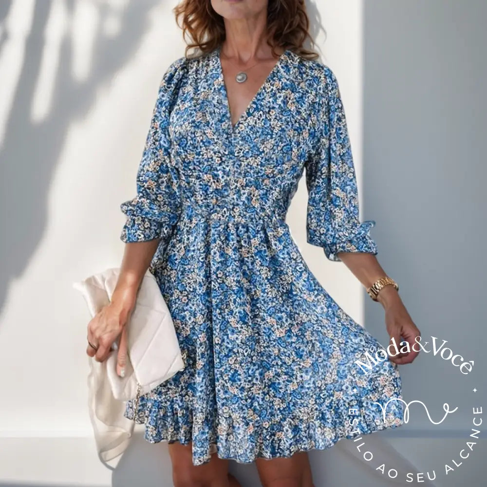 Vestido Floral Merrie Azul / P Feminino