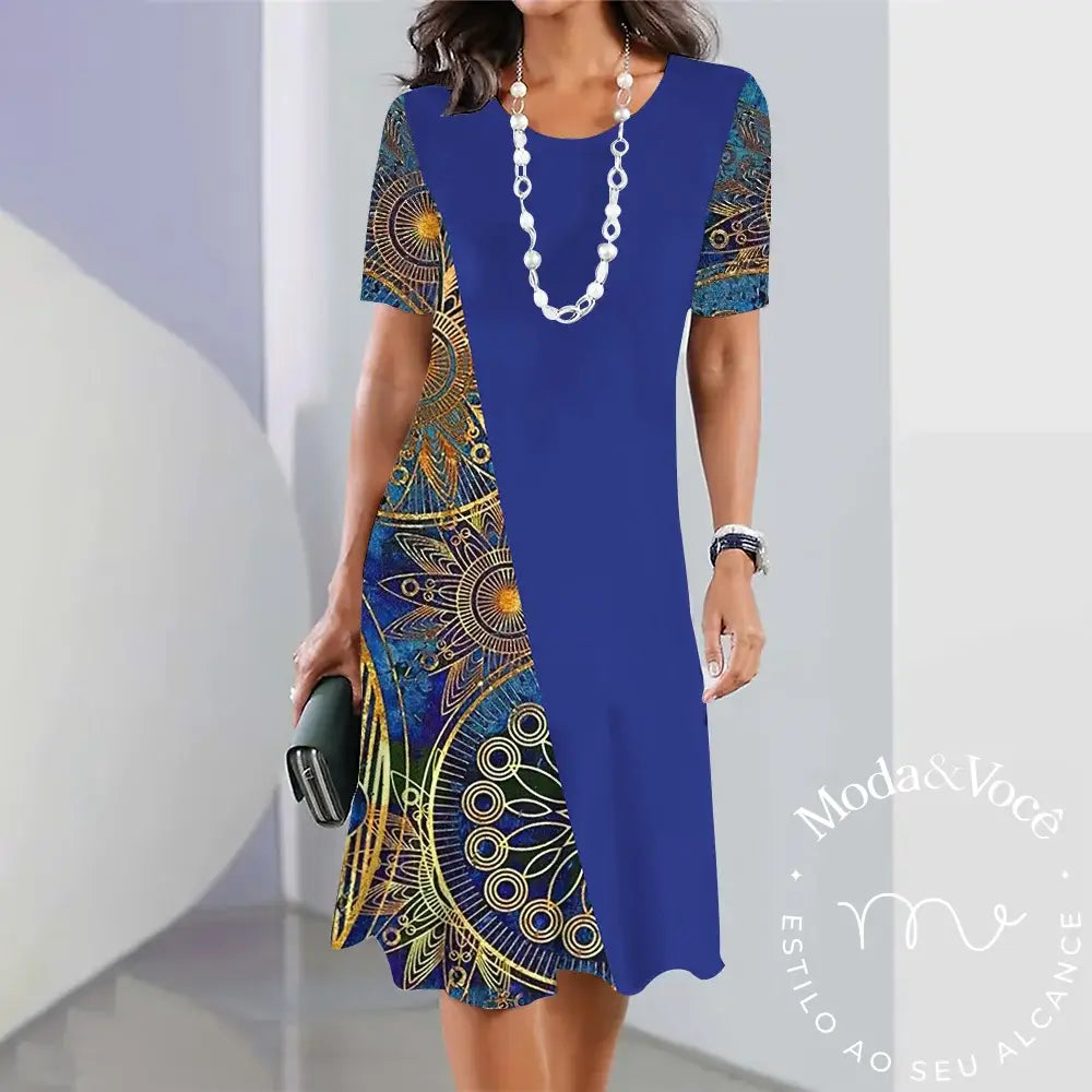 Summer Dresses For Women Fashion Colorblock Print Top Holiday Casual Short Sleeve Harajuku Floral