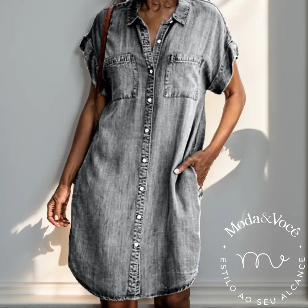 Vestido Jeans Mary Cinza / P