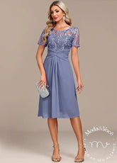 Vestido Plus Size Dusty Blue Lace H Shape