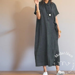 Vestido Vintage De Linho Cornelia Feminino